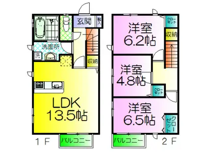 セピアコートC(2LDK/1階)の間取り写真