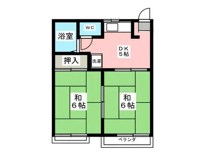 シルクハイツA(2DK/2階)の間取り写真