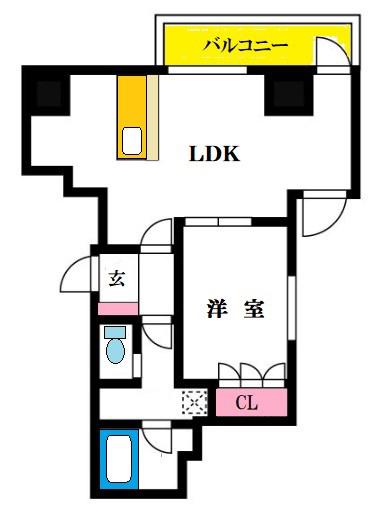 プレディアコート本町(1LDK/9階)の間取り写真