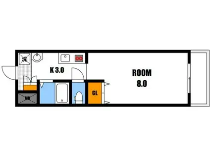 ゼフィルI(1K/4階)の間取り写真