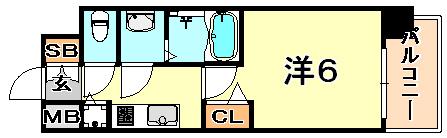 ララプレイス神戸西元町(1K/3階)の間取り写真