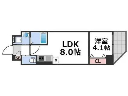 MV.IMP大阪今里(1LDK/2階)の間取り写真