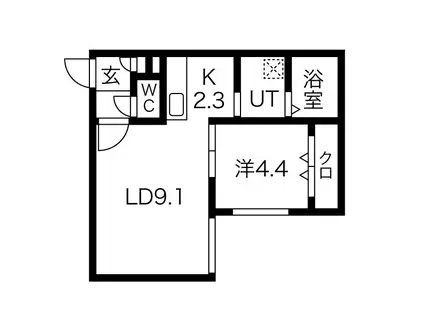 PINE VILLAGE YU(1LDK/2階)の間取り写真