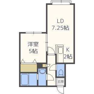 ビーブルー(1LDK/2階)の間取り写真