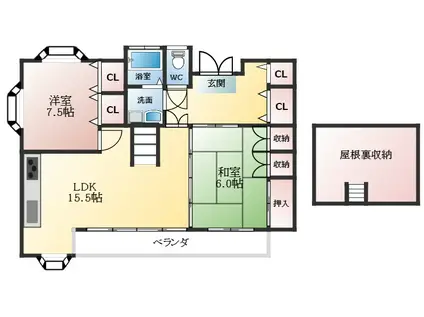 御舟ハイツ(2LDK/3階)の間取り写真