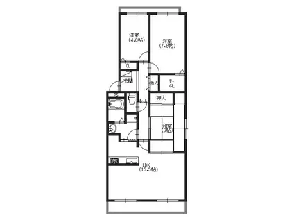 サニープレイス西大寺(3LDK/2階)の間取り写真