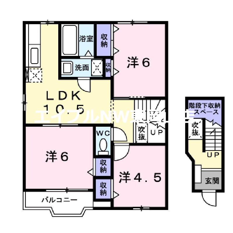 ヴィラ フォーレスト A(3LDK/2階)の間取り写真