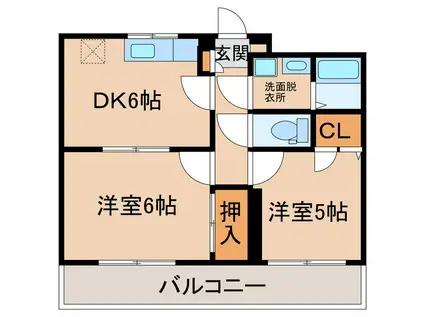 エメラルドマンション(2DK/2階)の間取り写真