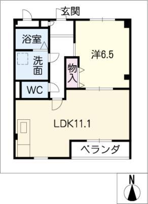 アドビル牧の里(1LDK/4階)の間取り写真