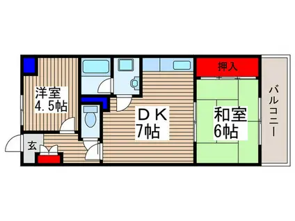クレスト南浦和 二番館(2DK/2階)の間取り写真