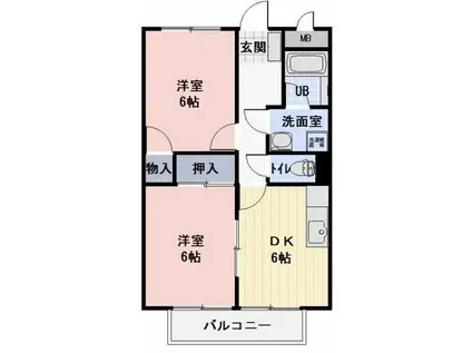SURPLUS TWOアップル(2DK/2階)の間取り写真