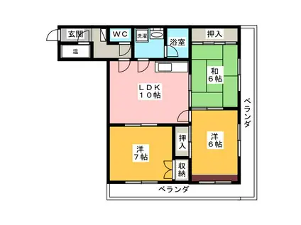 メゾンカワセ(3LDK/4階)の間取り写真
