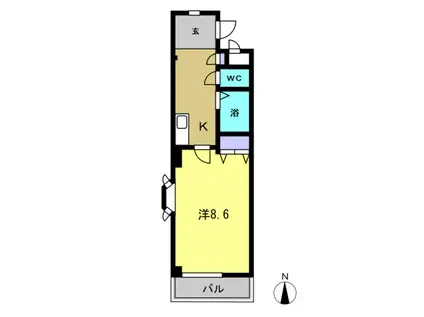 プラージュK(1K/1階)の間取り写真