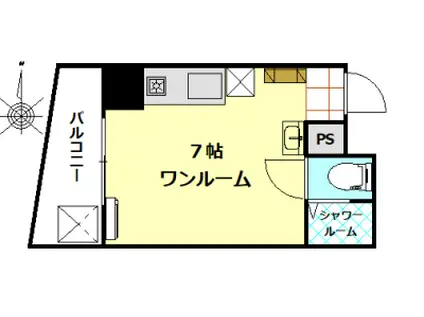 桑山ビル(ワンルーム/4階)の間取り写真