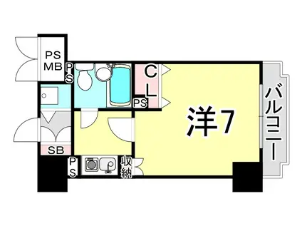 ライオンズマンション三宮東第2(1K/2階)の間取り写真