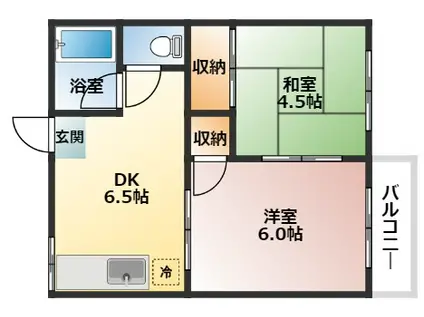 カームハイツ(2DK/2階)の間取り写真