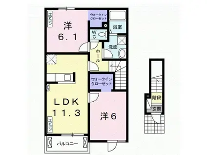 ディオーネ・ジエータ紀ノ川II(2LDK/2階)の間取り写真