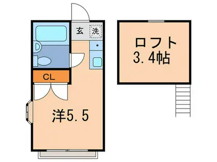 武蔵ヶ丘パレス(ワンルーム/1階)の間取り写真