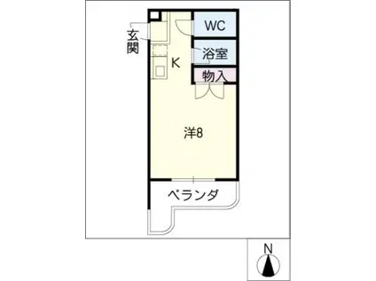 朝岡シティマンション(ワンルーム/1階)の間取り写真