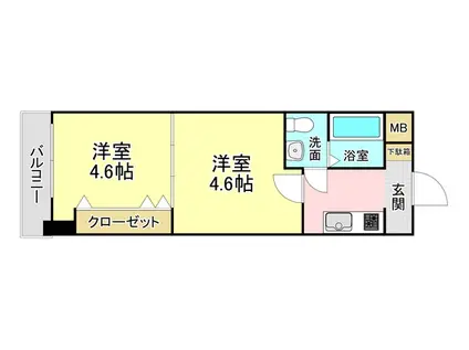 NO.47 PROJECT2100小倉駅(2K/6階)の間取り写真