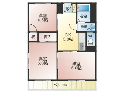 藤原マンション大井(3DK/2階)の間取り写真