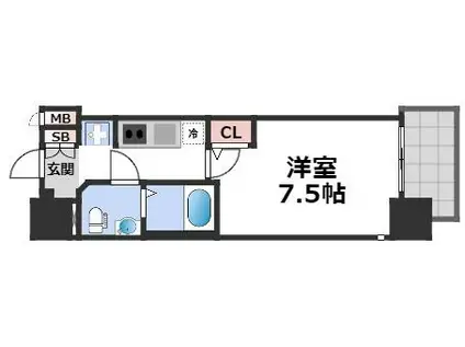 エグゼ大阪DOME CITYグレイス(1K/13階)の間取り写真