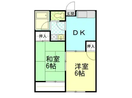 KYM奥戸(2DK/2階)の間取り写真