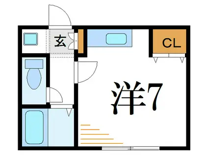 CASA・CREST(ワンルーム/1階)の間取り写真