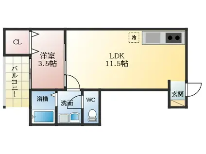 F STYLE南新町(1LDK/3階)の間取り写真