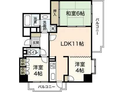 城南通パークマンション(3LDK/6階)の間取り写真