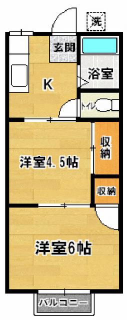 パナハイツ学園(2K/2階)の間取り写真