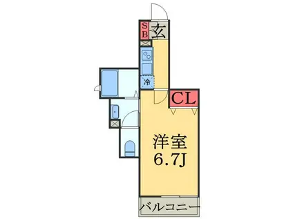 シャルマン稲毛東(1K/2階)の間取り写真