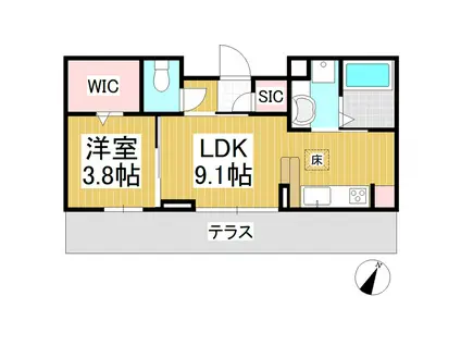 ミニョンサンクチノ(1LDK/1階)の間取り写真