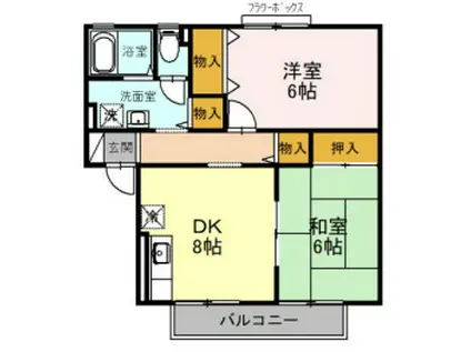 ハイツミヅホB棟(2DK/2階)の間取り写真