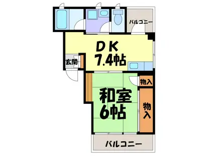 美和ビル(1DK/9階)の間取り写真