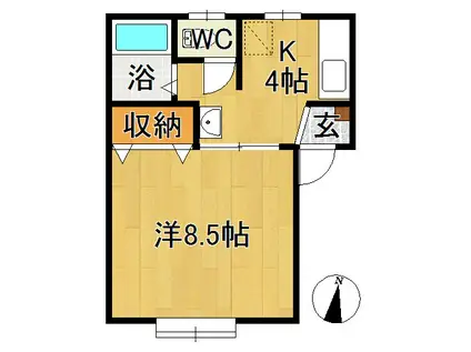 アイリッシュハウス(1K/1階)の間取り写真