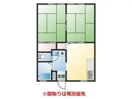 ブロッサム(2DK/2階)の間取り写真