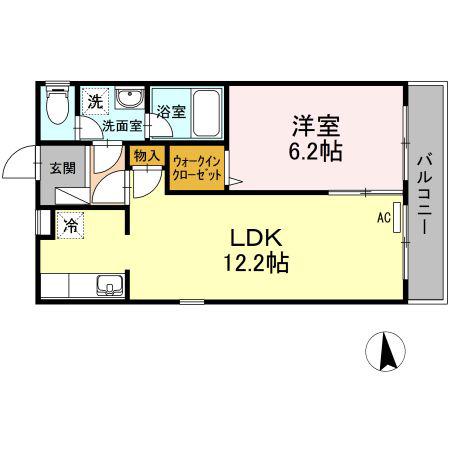 オアシスワン(1LDK/1階)の間取り写真