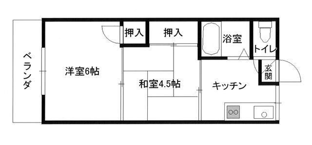 スカイハイツ(2K/1階)の間取り写真