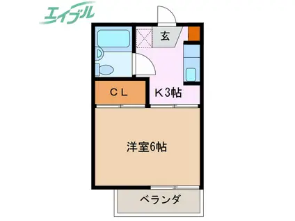 コスモハイツ(1K/1階)の間取り写真