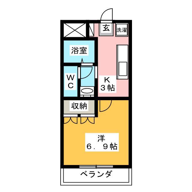 サンフィット小柳II(1K/2階)の間取り写真