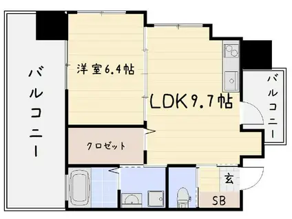 フェルト127(1LDK/9階)の間取り写真