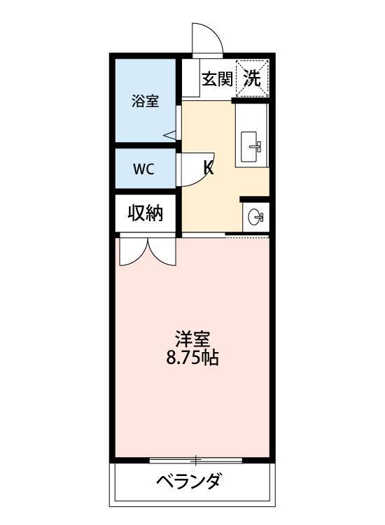 ウィンB(1K/1階)の間取り写真