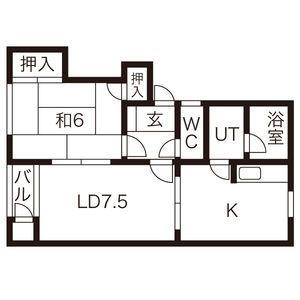 ユリハイツB棟(2DK/1階)の間取り写真