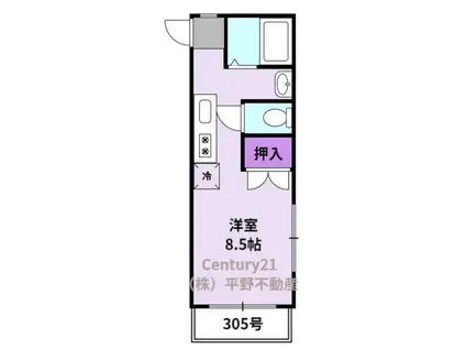 クラウンハイツ(1K/2階)の間取り写真