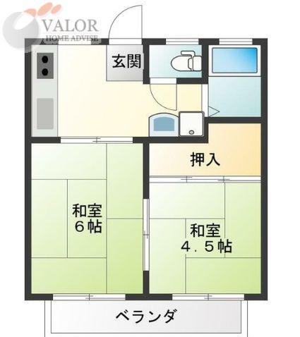 アーバンライフII(2K/2階)の間取り写真