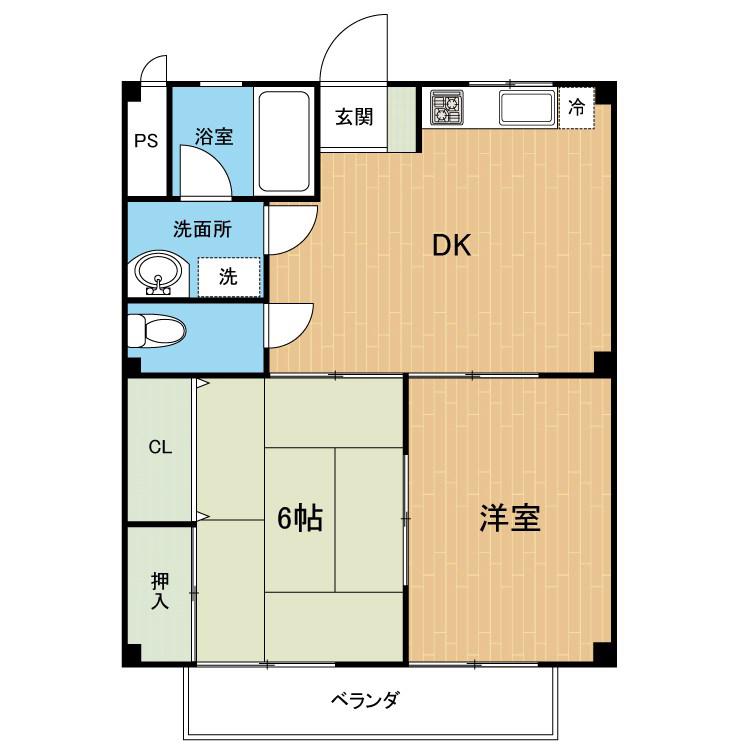 アメニティ出水III(2DK/1階)の間取り写真