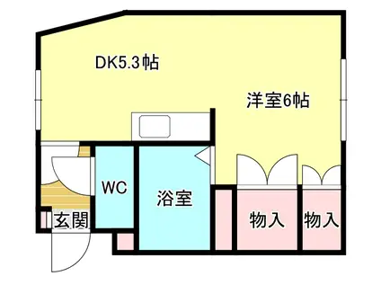 ウイング末広(1DK/3階)の間取り写真