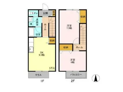 レピュート岡部 A(2DK/1階)の間取り写真