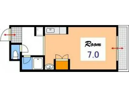 ストゥディオアレズ(1K/2階)の間取り写真